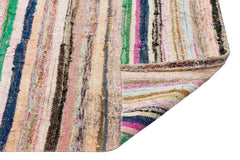 Girit Beige Striped Wool Handmade Area Rug 5'10" x 5'5"