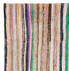 Girit Beige Striped Wool Handmade Area Rug 5'10" x 5'5"