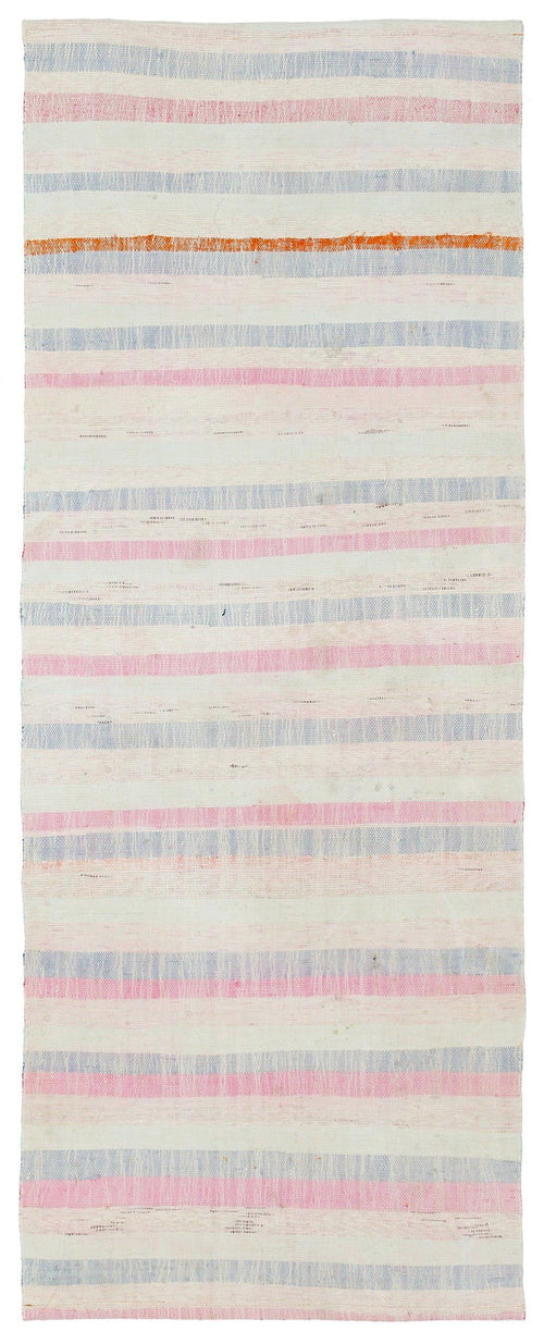 Girit Beige Striped Wool Handmade Area Rug 2'9" x 7'1"