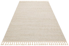 Beige Jute Area Rug – Machine Made Rug with Geometric Design, Easy Clean