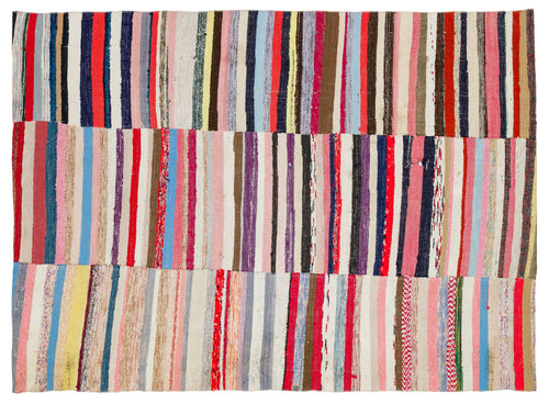 Girit Grey Striped Wool Handmade Area Rug 5'2" x 7'1"