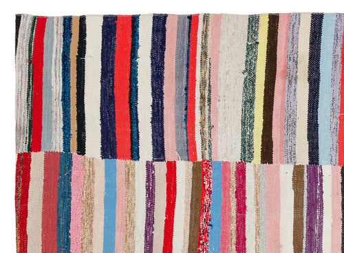 Girit Grey Striped Wool Handmade Area Rug 5'2" x 7'1"