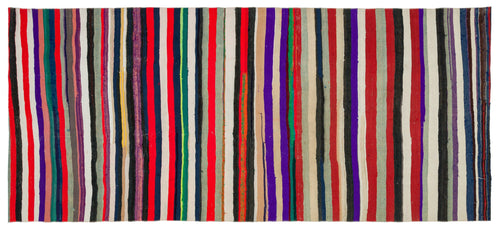 Girit Multy Striped Wool Handmade Area Rug 4'8" x 10'5"