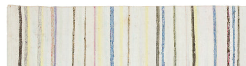 Girit Beige Striped Wool Handmade Area Rug 2'3" x 8'11"