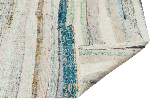 Girit Beige Striped Wool Handmade Area Rug 5'2" x 9'0"