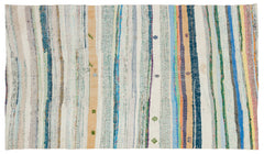 Girit Beige Striped Wool Handmade Area Rug 5'2" x 9'0"