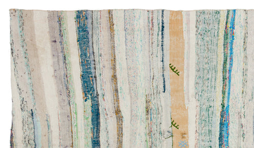 Girit Beige Striped Wool Handmade Area Rug 5'2" x 9'0"