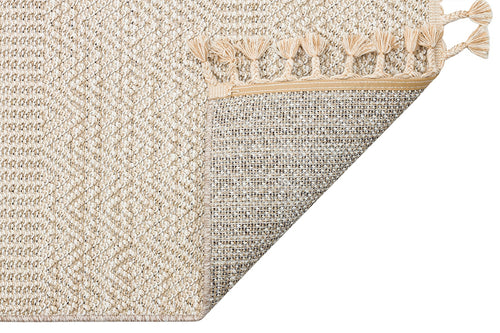 Beige Jute Area Rug – Machine Made Rug with Geometric Design, Easy Clean