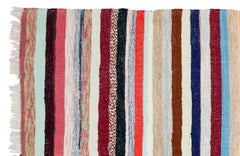 Girit Beige Striped Wool Handmade Area Rug 5'11" x 8'10"