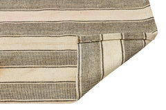 Girit Beige Striped Wool Handmade Area Rug 2'0" x 5'6"