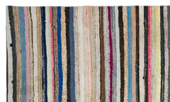 Girit Beige Striped Wool Handmade Area Rug 5'10" x 10'1"