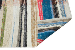 Girit Beige Striped Wool Handmade Area Rug 5'9" x 9'6"