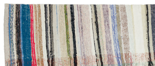 Girit Beige Striped Wool Handmade Area Rug 5'9" x 9'6"