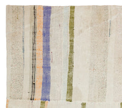 Girit Beige Striped Wool Handmade Area Rug 5'9" x 6'4"