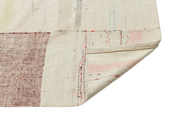 Girit Beige Striped Wool Handmade Area Rug 6'8" x 8'0"