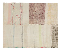 Girit Beige Striped Wool Handmade Area Rug 6'8" x 8'0"