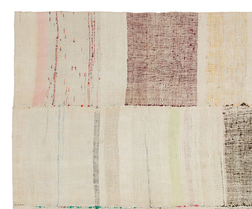 Girit Beige Striped Wool Handmade Area Rug 6'8" x 8'0"