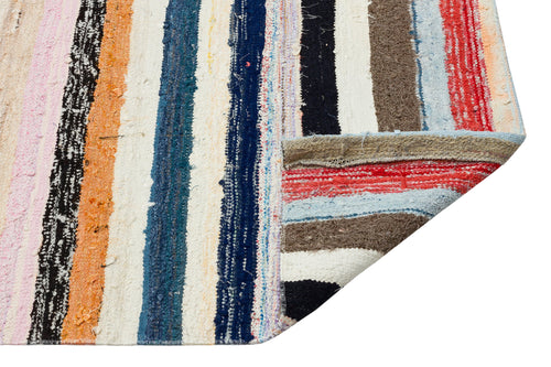 Girit Beige Striped Wool Handmade Area Rug 5'10" x 9'8"