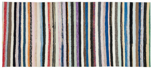 Girit Beige Striped Wool Handmade Area Rug 5'10" x 9'8"