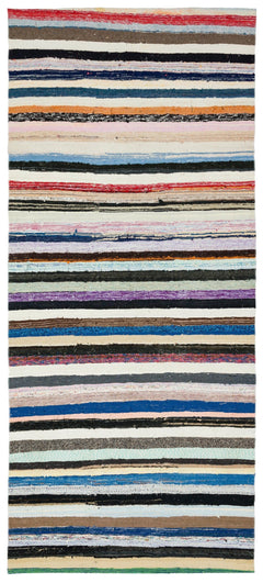 Girit Beige Striped Wool Handmade Area Rug 5'10" x 9'8"