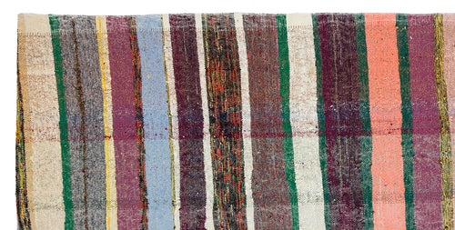 Girit Beige Striped Wool Handmade Area Rug 4'5" x 8'11"