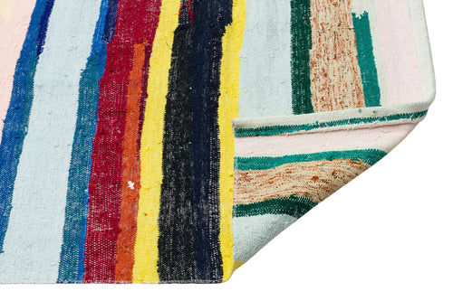 Girit Beige Striped Wool Handmade Area Rug 5'11" x 11'4"