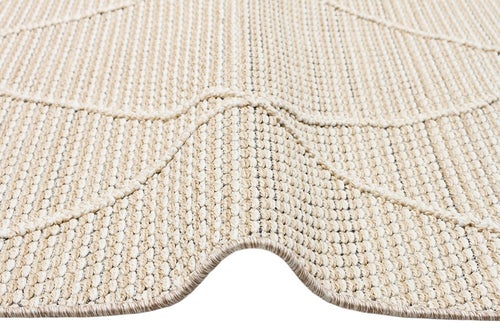 Beige Geometric Jute Rug - Machine Made Area Rug With Soft Texture & Dust Free Finish