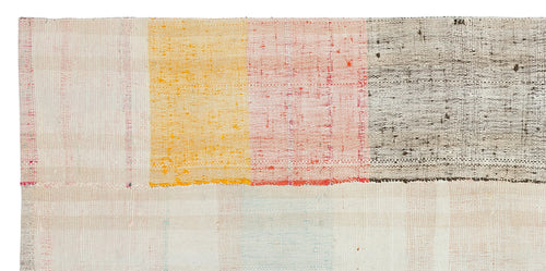 Girit Beige Striped Wool Handmade Area Rug 4'1" x 8'4"