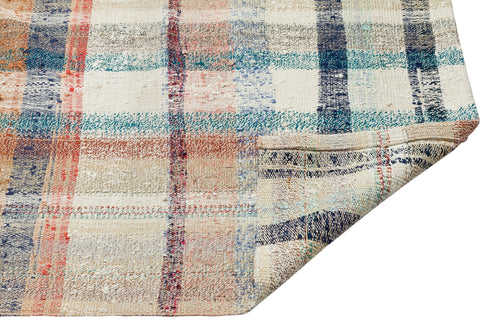 Girit Beige Striped Wool Handmade Area Rug 6'7" x 7'10"