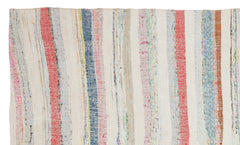 Girit Beige Striped Wool Handmade Area Rug 5'5" x 9'1"