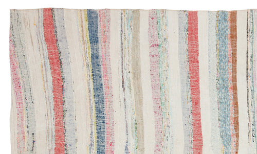 Girit Beige Striped Wool Handmade Area Rug 5'5" x 9'1"