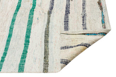 Girit Beige Striped Wool Handmade Area Rug 6'1" x 10'4"