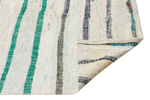 Girit Beige Striped Wool Handmade Area Rug 6'1" x 10'4"