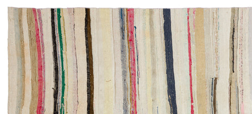Girit Beige Striped Wool Handmade Area Rug 5'5" x 12'4"