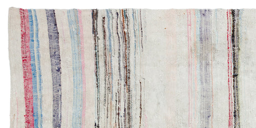 Girit Beige Striped Wool Handmade Area Rug 4'0" x 8'4"