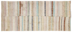 Girit Beige Striped Wool Handmade Area Rug 4'4" x 9'9"