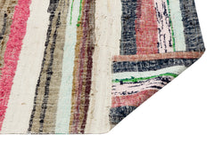 Girit Beige Striped Wool Handmade Area Rug 5'6" x 5'10"