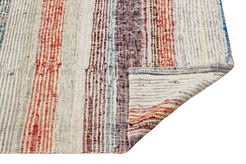 Girit Beige Striped Wool Handmade Area Rug 5'9" x 6'2"