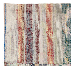 Girit Beige Striped Wool Handmade Area Rug 5'9" x 6'2"