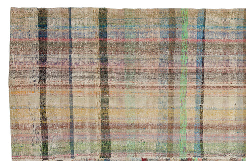 Girit Beige Striped Wool Handmade Area Rug 5'11" x 9'1"