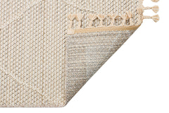 Beige Geometric Jute Rug - Machine Made Area Rug With Soft Texture & Dust Free Finish