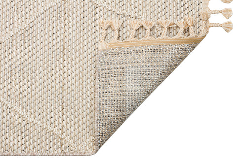 Beige Geometric Jute Rug - Machine Made Area Rug With Soft Texture & Dust Free Finish