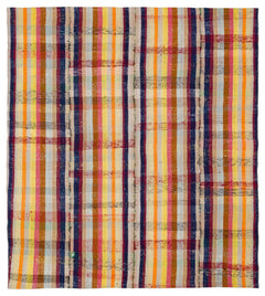 Girit Beige Striped Wool Handmade Area Rug 3'8" x 12'0"