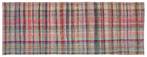 Girit Beige Striped Wool Handmade Area Rug 3'3" x 8'11"