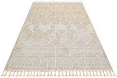 Beige Geometric Jute Rug – Machine Made Area Rug | Eco Friendly, Dust Free Carpet
