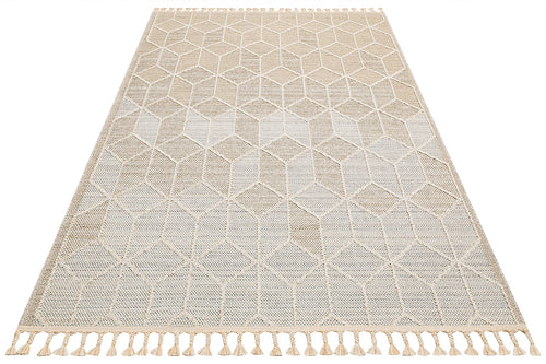 Beige Geometric Jute Rug – Machine Made Area Rug | Eco Friendly, Dust Free Carpet