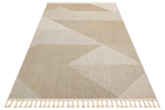 Jute Area Rug – Beige Geometric Machine Made Rug | Dust Free, Easy to Clean