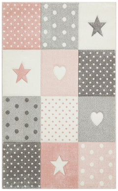 Kids Geometric Rug – Grey Figured Flatweave Non Slip Children Area Rug