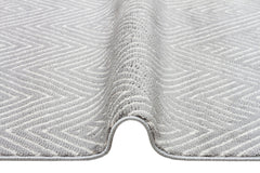 Grey Geometric Area Rug – Modern Machine Made Carpet With Ethnic Pattern