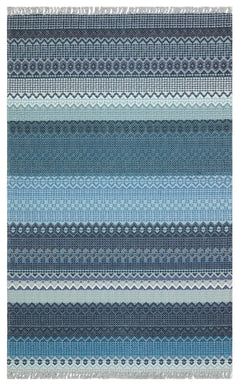 Grey Striped Area Rug - Washable Non Slip Cotton Area Rug with Fringed Edges